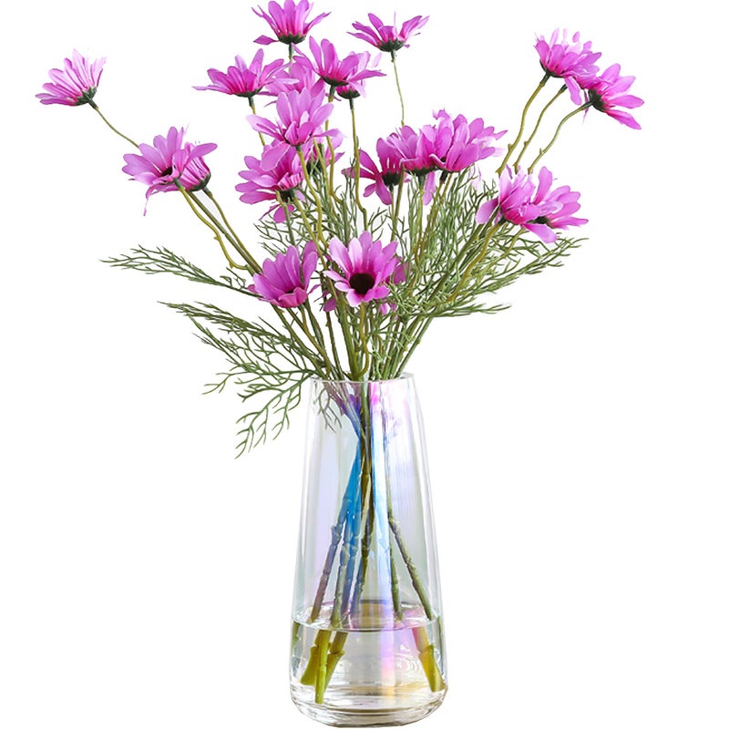 FANTESTICRYAN Modern Glass Vase Irised Crystal Clear Glass Vase for Home Office Decor (Neon Clear) - Image 1